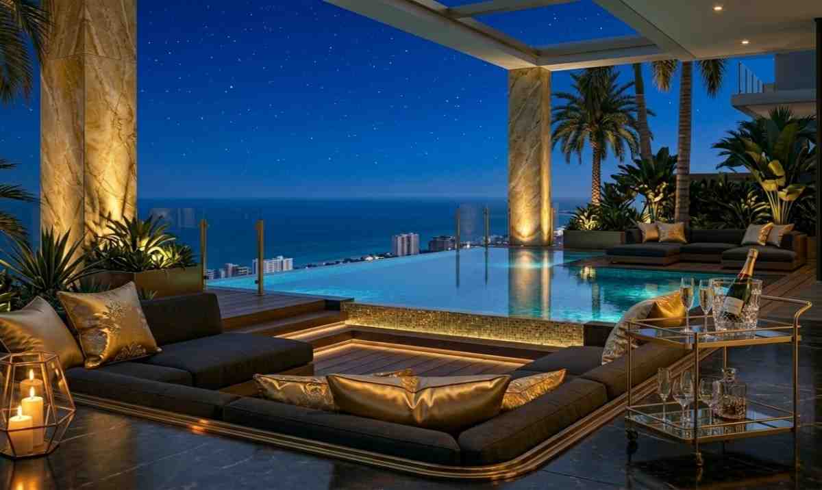 Infinity pool overlooking sunset
